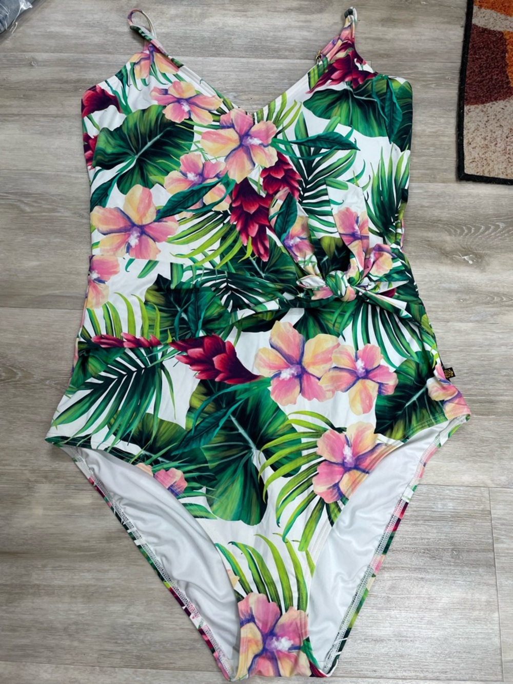 Aquarose One Piece‎ Swimsuit Womens XXL Multicolor Excellent Tropical Side Tie